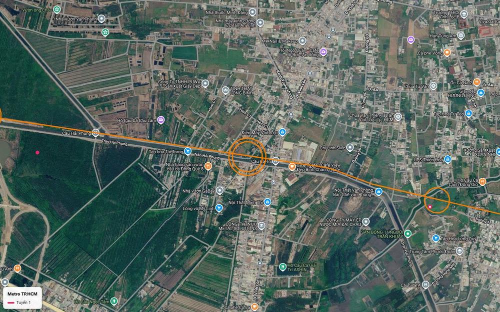 Ga trung chuyển vòng đôi của tuyến metro số 1 tại điểm cắt đường Vĩnh Lộc, gần kênh Trung Ương, Bình Chánh