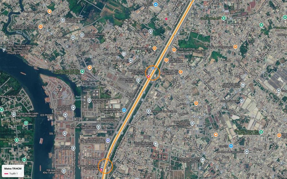 Ga Bình Thái trên tuyến metro số 1 giữa chuỗi căn hộ Lavita Charm, Lavita Garden và vùng nhà máy Trường Thọ