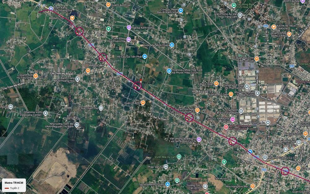 Lộ trình tuyến metro số 2 TP.HCM đoạn Phước Mỹ Bàu Tre chạy dọc Quốc lộ 22 cạnh Khu công nghiệp Tây Bắc Củ Chi