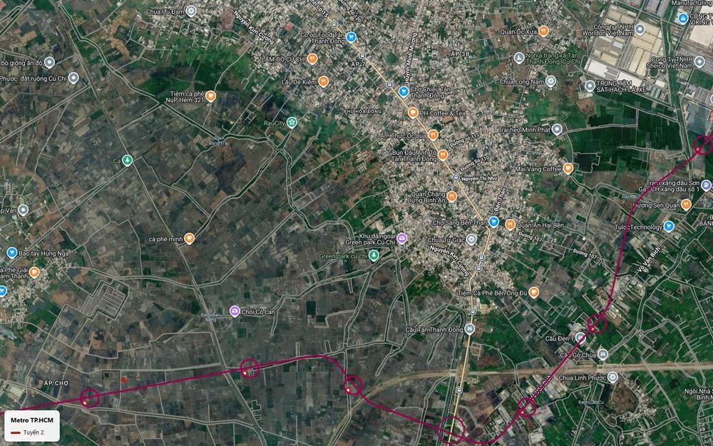Nhánh tuyến metro số 2 TP.HCM qua xã Tân Thạnh Đông, Củ Chi, gần chợ Sáng Bến Than và trục đường Võ Văn Bích
