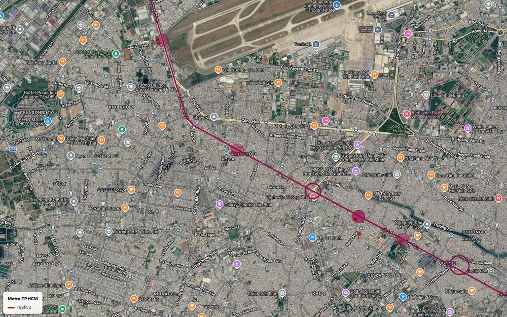 Tuyến metro số 2 TP.HCM đoạn Trường Chinh Cộng Hòa qua ngã tư Bảy Hiền và Bệnh viện Thống Nhất về phía quận 3