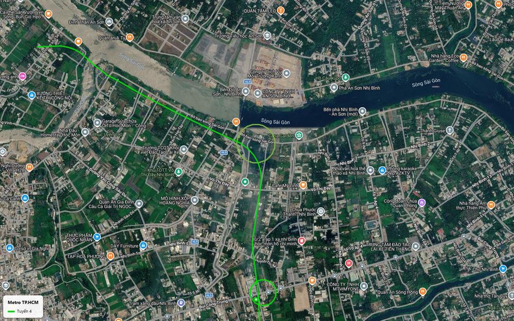 Điểm đầu phía Bắc tuyến metro số 4 TP.HCM tại Đường số 156 Bình Mỹ Củ Chi, gần phà An Sơn Nhị Bình